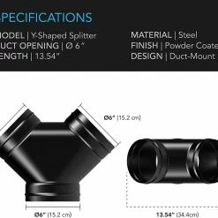Ventilation & CO2 AC Infinity | Steel 3-Way Duct Splitter | 6 Inch