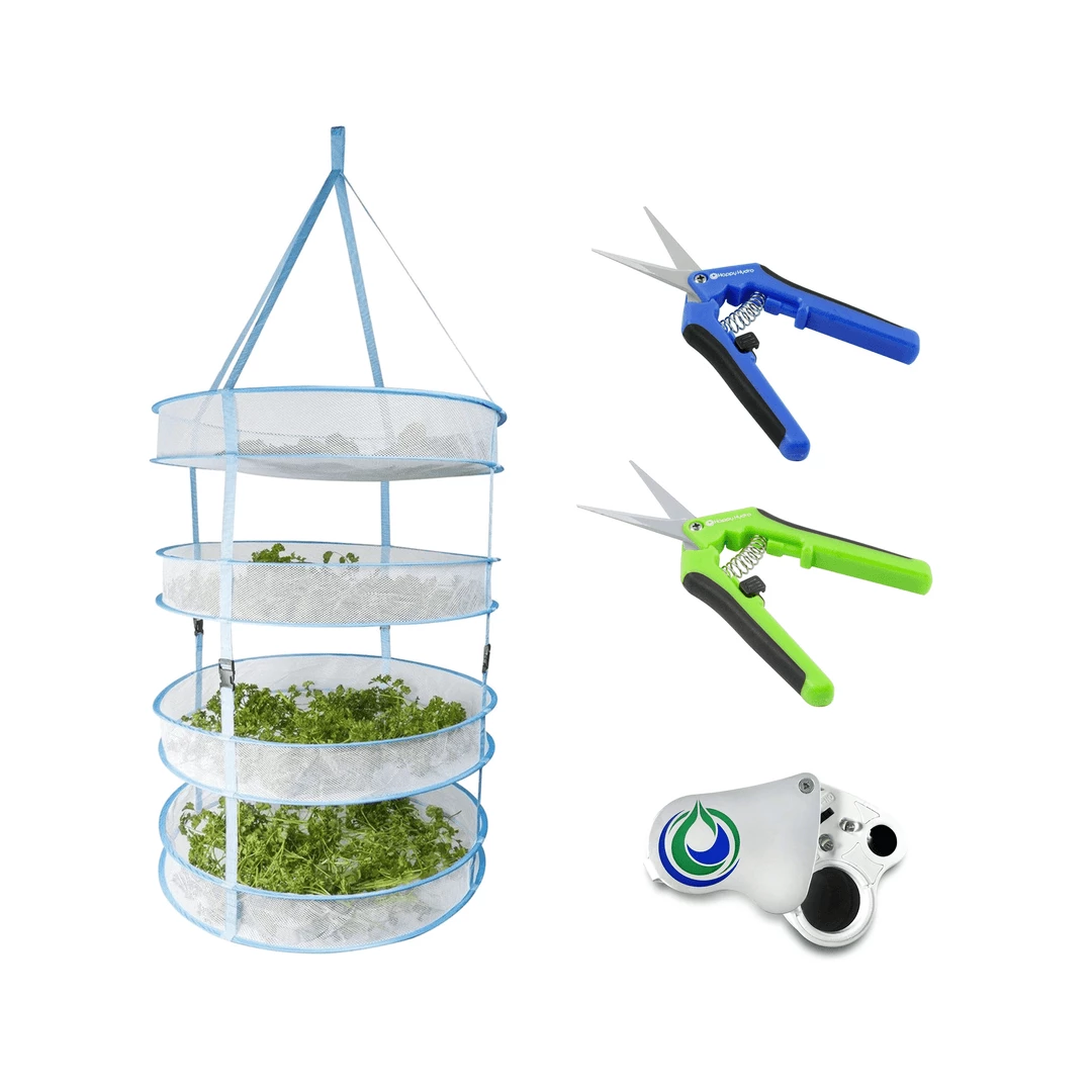 Brand new ๐ Happy Hydro | Trimming & Drying Kit | 4-Tier Drying Rack Bundle | Trimming Scissors | LED Loupe Harvest & Essentials ๐ 1 Happy Hydro | Trimming & Drying Kit | 4-Tier Drying Rack Bundle | Trimming Scissors | LED Loupe Harvest & Essentials