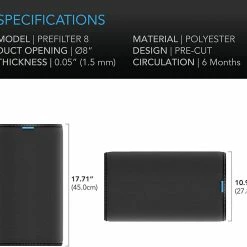 AC Infinity | Pre-Filter Cloth For Inline Carbon Filter | 8-INCH, 2-PACK Ventilation & CO2