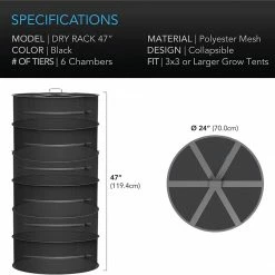 AC Infinity | Hanging Dry Herb Rack | 24 Inch Diameter, Six Tier Harvest & Essentials