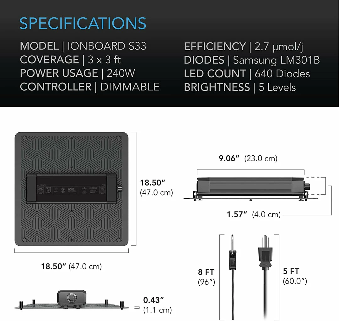 Cheap ๐ AC Infinity | Ionboard S33 Full Spectrum Grow Light | 240W | 3โ X 3โ ๐ 7 AC Infinity | Ionboard S33 Full Spectrum Grow Light | 240W | 3โ X 3โ