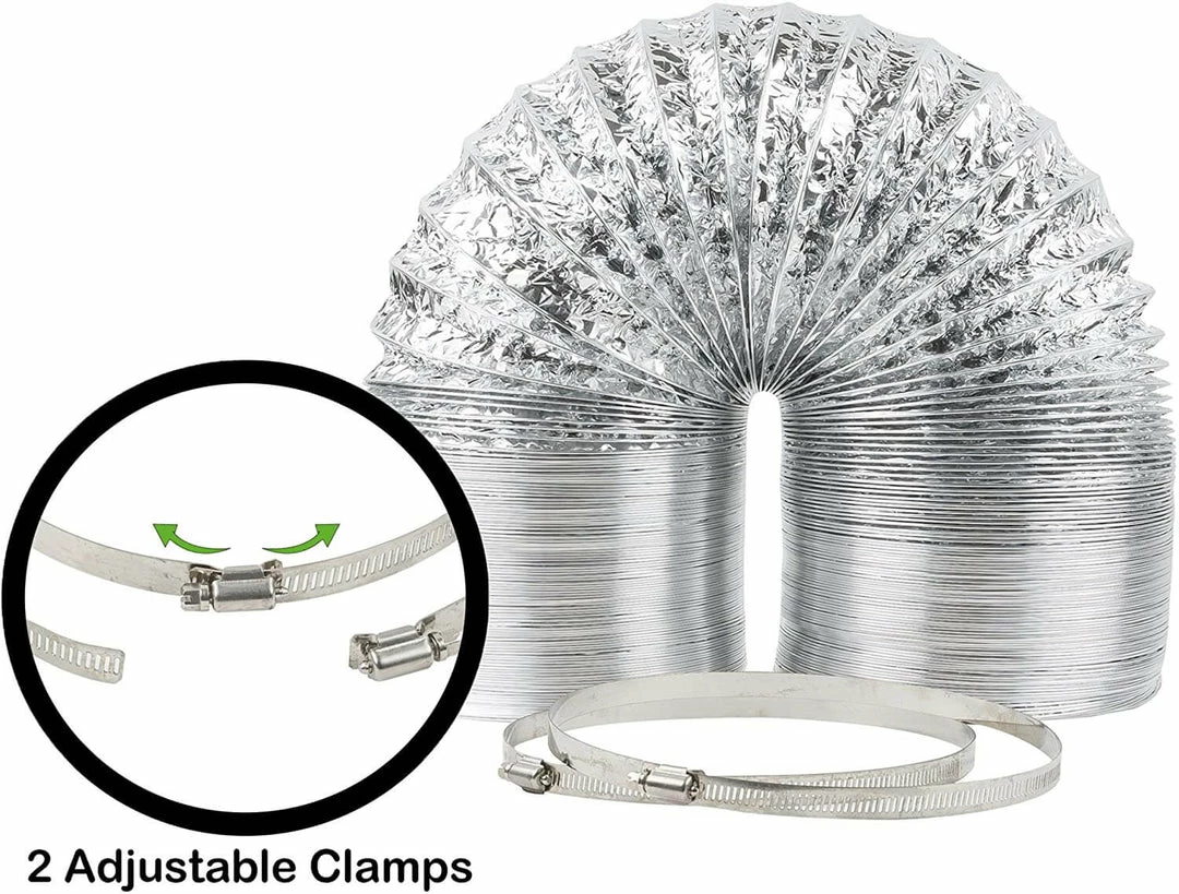 Hot Sale โ๏ธ Happy Hydro 8โ X 25โ HVAC Flex Duct Non-Insulated Venting Hose With 2 Worm Gear Clamps For Grow Room And Greenhouses ๐ 4 Happy Hydro 8โ X 25โ HVAC Flex Duct Non-Insulated Venting Hose With 2 Worm Gear Clamps For Grow Room And Greenhouses
