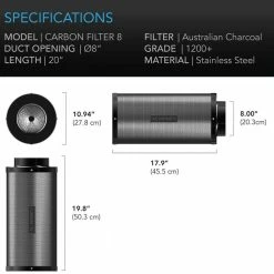 AC Infinity Duct Carbon Filter, Australian Charcoal, 8-Inch Your Grow Room