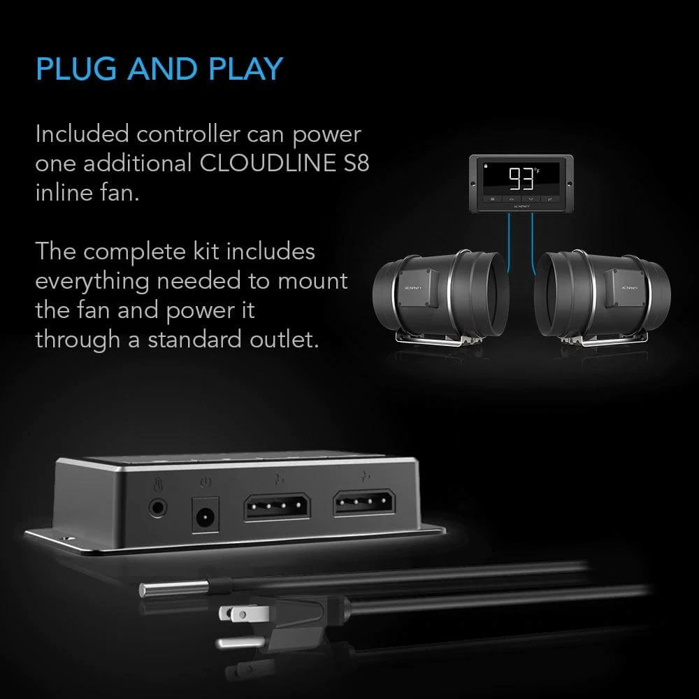 Best Pirce ✔️ AC Infinity Cloudline T8 Inline Duct Fan W/ LCD Temp & Humidity Controller – 8 Inch 🤩 4 AC Infinity Cloudline T8 Inline Duct Fan W/ LCD Temp & Humidity Controller – 8 Inch