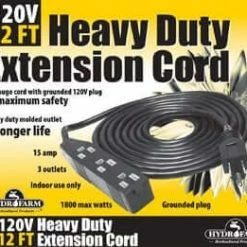 Hot Sale ๐ HydroFarm 3 Outlet Power Strip / Heavy Duty Extension Cord | 120V | 12' ๐ 5 HydroFarm 3 Outlet Power Strip / Heavy Duty Extension Cord | 120V | 12'