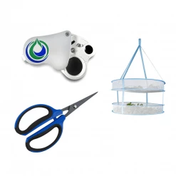 Harvest & Essentials Happy Hydro | 2 Tier Drying Rack Bundle | Trimming Scissors | 30x/60x LED Loupe