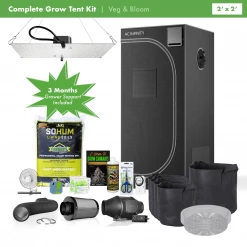 Happy Hydro Grow Tent Kits Beginner Complete Grow Tent Kit | HLG 100 Rspec LED | 2’ X 2’