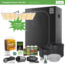 Happy Hydro Grow Tent Kits Beginner Complete Coco Grow Tent Kit | Spider Farmer LED | 2’ X 4’