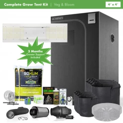 Happy Hydro Beginner Complete Grow Tent Kit | HLG 350R LED | 4’ X 4’